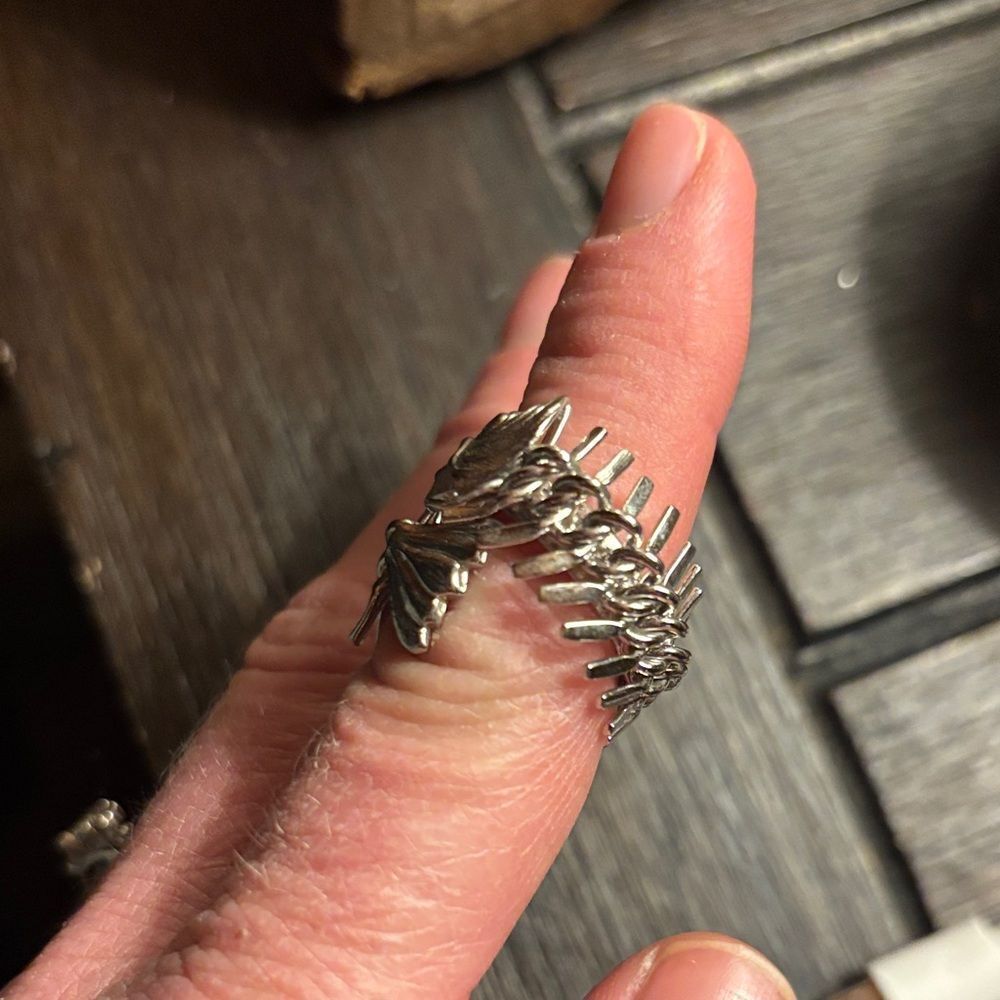 Silver Fish Skeleton Ring - Picture 3 of 8